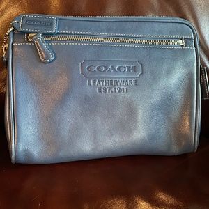 Coach clutch bag-confederate blue leather-immaculate--